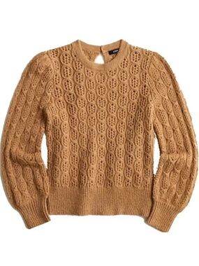 J. Crew Camel Tan Crewneck Sweater XXS Balloon Sleeve Luxury Wool Alpaca BD619
